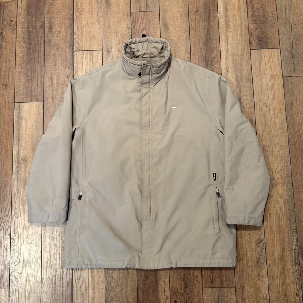 Lacoste Gore-Tex Jacket Mens XXL Tan Beige Waterproof Full Zip Mock Neck Coat